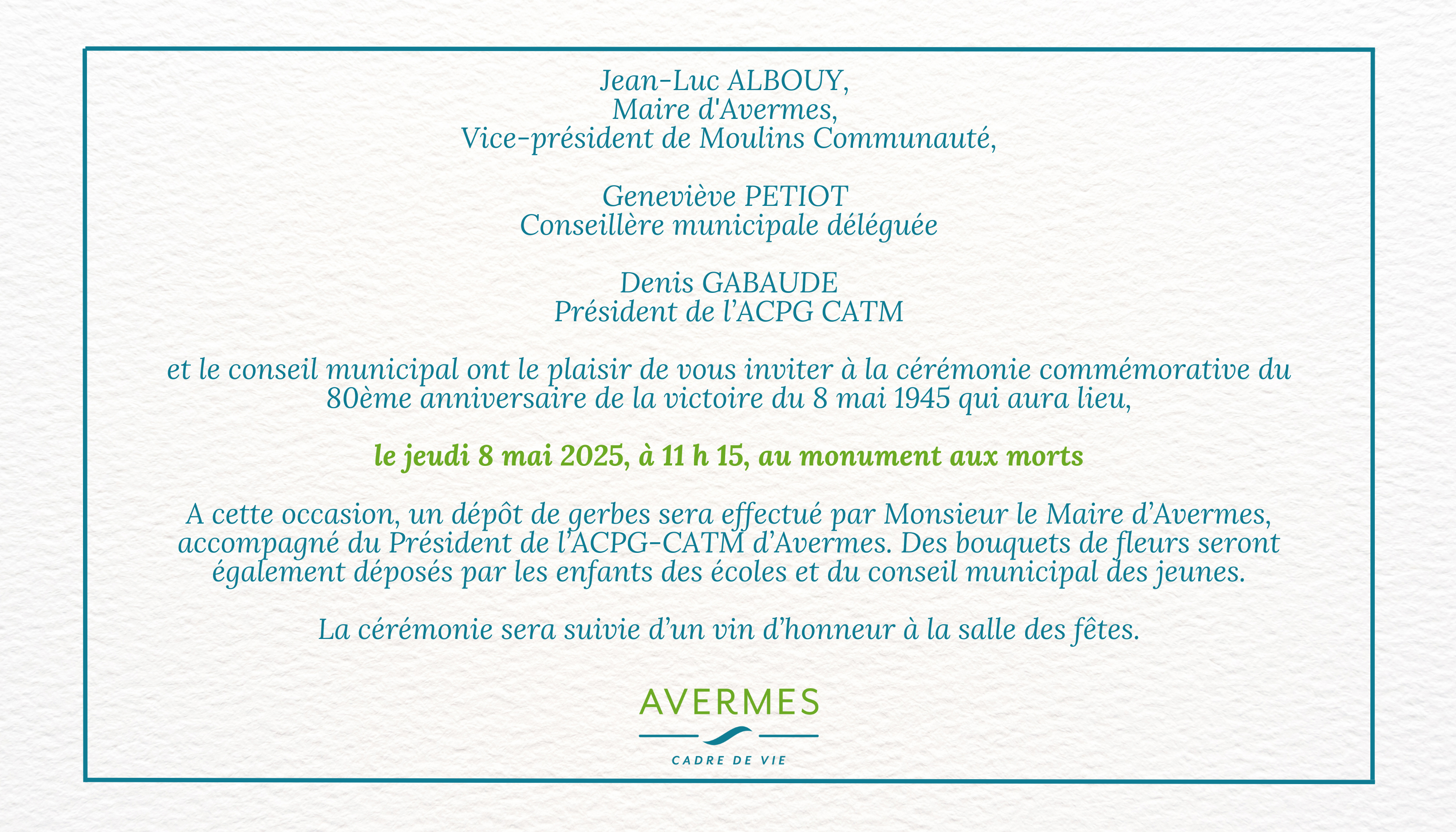 Cérémonie commémorative du 80ème anniversaire de la victoire du 8 mai 1945